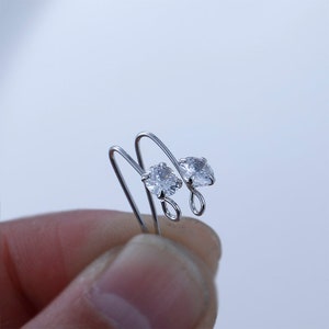10pcs 4mm Zircon Earrings Hook With Loop, 14k Gold Plated Earwire, CZ paved Ear Stud, Brass Earring Attachment Finding,Earring accessories