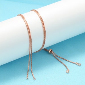 5/10 piezas de collar de cadena de caja ajustable, conector de collar semiacabado con cuentas de tope