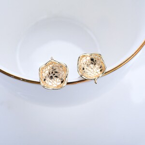10pcs Gold Plated Flower Ear Studs, Geometry Earring Studs With Loop, Post Earring connector, earring findings jewelry supply