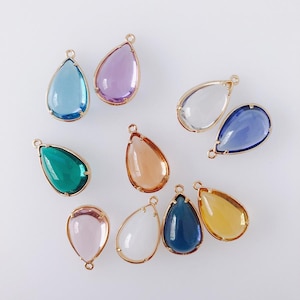 10 Stück 22 x 13 mm Träne Glas Charm, vergoldet Wassertropfen Anhänger, Edelstein Schmuckherstellung, DIY Schmuck Zubehör