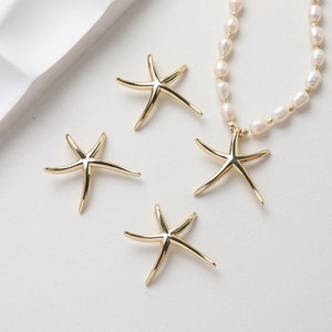 Shiny Gold Plated Starfish Pendant Charm,Large Starfish Pendant, Earring Necklace Charms, Gold Plated Findings,Jewelry Findings