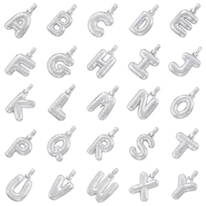 2 peças de pingentes de letras de bolhas banhadas a prata, pingente inicial de alfabeto de latão, pingente de letras douradas, pingente de pulseira, pingente de colar, presente para ela