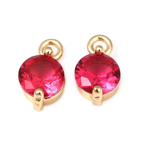 10pcs Clear Crystal Glass Round Charm Pendant,Faceted Frame Glass Connector Charm,Round Glass Earring Charms with Loop