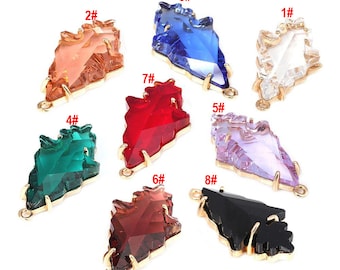 4 Stück Rhombus Form Kristallglas Anhänger Charm, vergoldeter Anhänger, facettierter Rahmen Glasstecker, Edelstein Schmuck liefert Zubehör