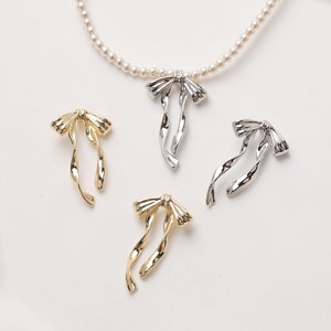 6pcs Bowknot Charm,Gold Plated Bow Pendant Charm, Brass Bow tie pendant, beaded Necklace charm, Jewelry Making, Jewelry Supplies