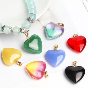 10pcs 21x23mm Heart Glass Charm, Glass drop Pendant For Necklace Bracelet Jewelry, Earring Finding, Jewelry Making Materials
