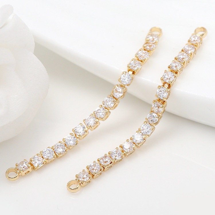6pcs Gold Plated Brass Zircon Extender Chain, Necklace Earring…