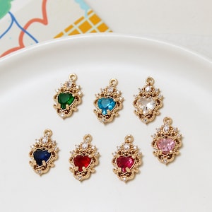 10pcs Heart Crystal Glass Charm Pendant,11x18mm Faceted Frame Glass Pendant,Gemstone Charms, Jewelery Making Supplies