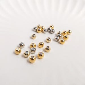 Sliding Adjustable Rondelle Rubber Stopper Beads, 14k Gold Plated Brass Silicone Beads with Silicone inside, 3/4/5mm
