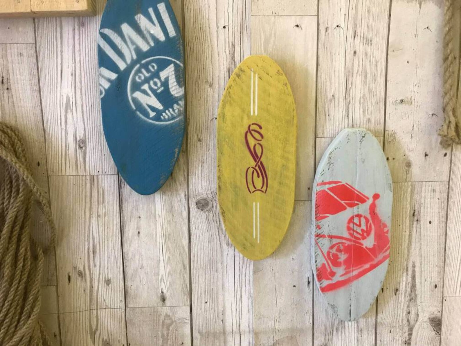 Set of 3 Surfboard Wall Decor Plaques Reclaimed Rustic Wood Etsy