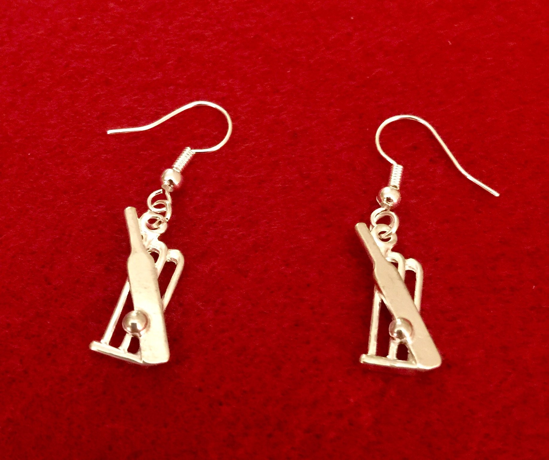 Silver plated Cricket theme earrings Etsy