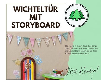 Gnome door with active story and correspondence for children, elf door with story, gnome door wood