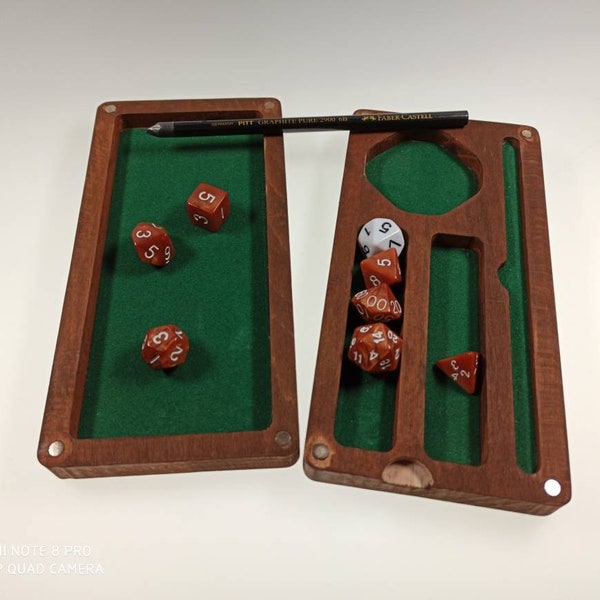 Dungeons Box, Wood, Dice Plate, Dice Box, Dice Box, RPG, Pen and Paper Box, Miniature Box, Solid Wood, Dice Box RPG, Pen Box Wood