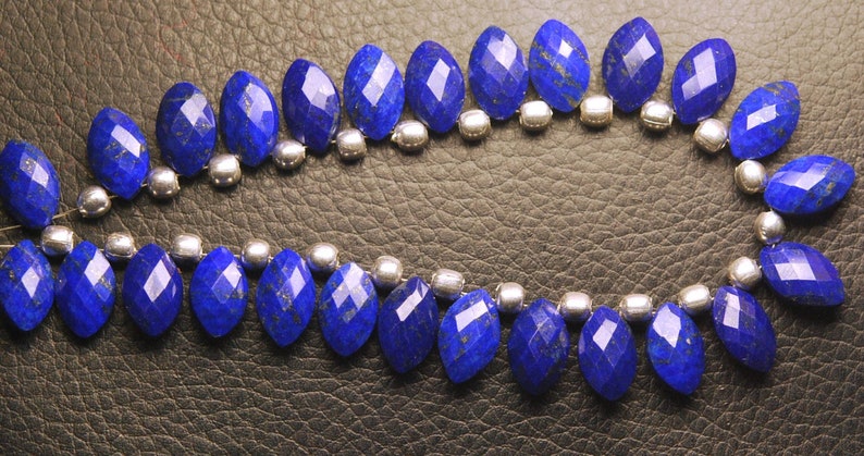 AAA Quality Superb-Finest Quality Lapis Lazuli Faceted Marquise Shaped Briolette/'s 13 Pieces 12-13mm Long Size,