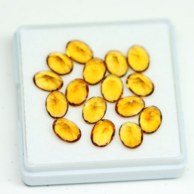 Natural Brandy Citrine Faceted Loose Oval Gemstones Wholesale 8x6mm 16pc 17.57Ct
