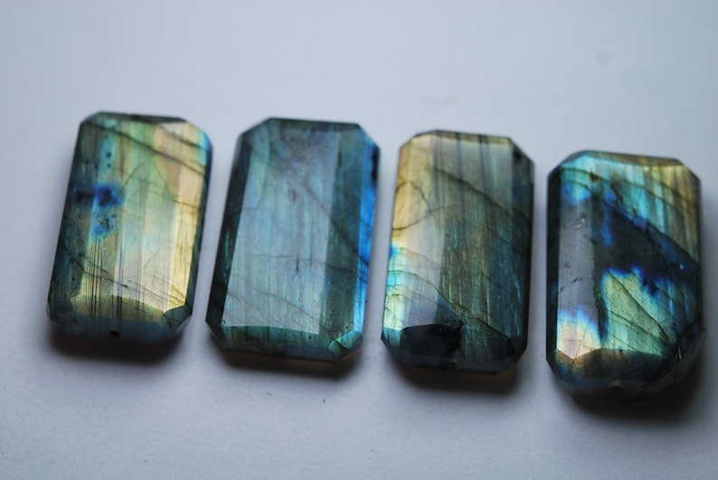8 Inches Strand,Super Blue Flash Labradorite Faceted Step Cut Nuggets 30-25mm Large Size