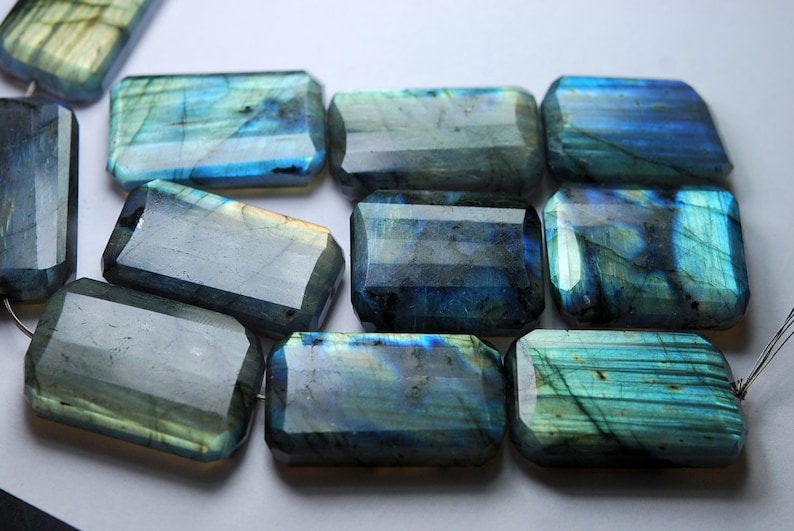 8 Inches Strand,Super Blue Flash Labradorite Faceted Step Cut Nuggets 30-25mm Large Size