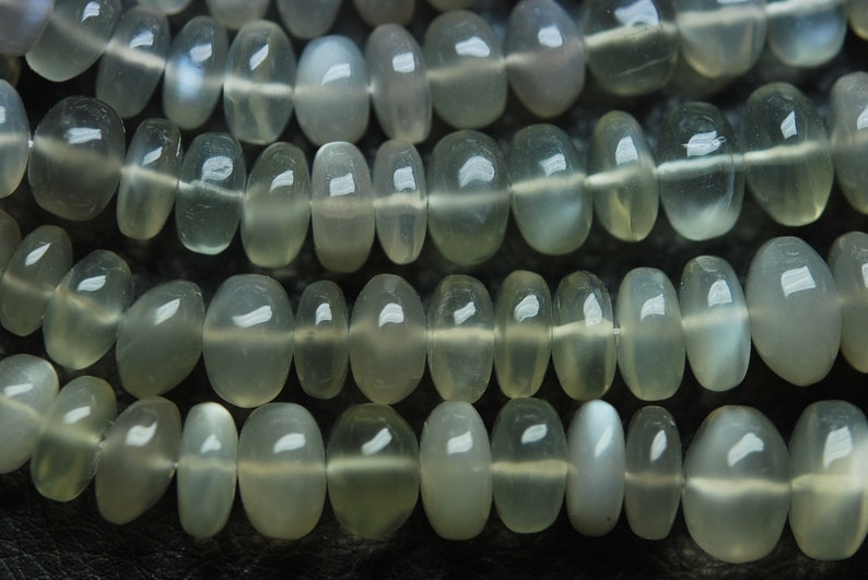 13-7mm Size Finest Quality Light Grey Moonstone Smooth Rondelle 7 Inch Strand