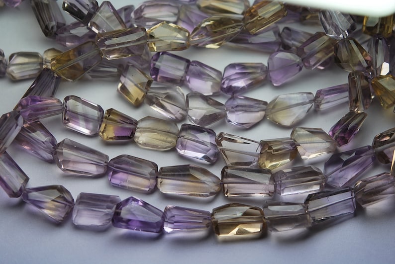 Natural Ametrine Faceted Nuggets 10-12mm Very Rare 8 Inch Strand