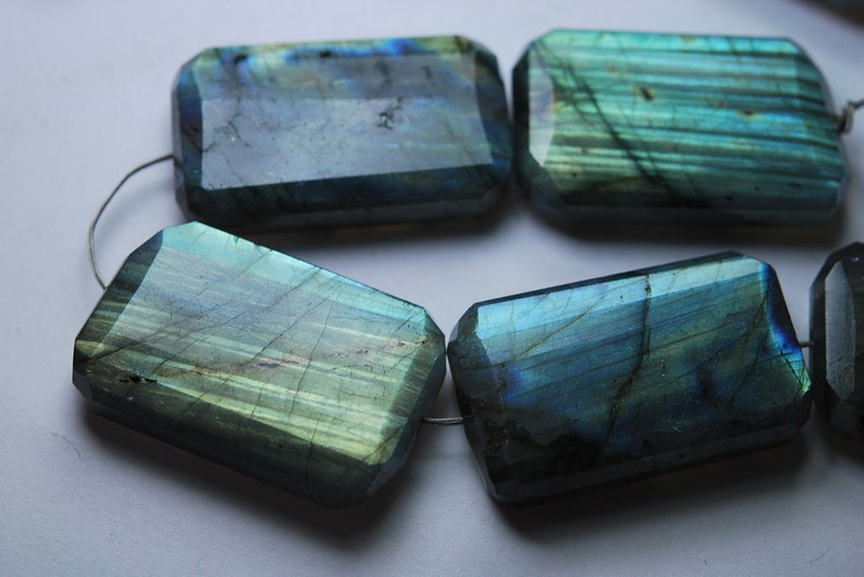 8 Inches Strand,Super Blue Flash Labradorite Faceted Step Cut Nuggets 30-25mm Large Size