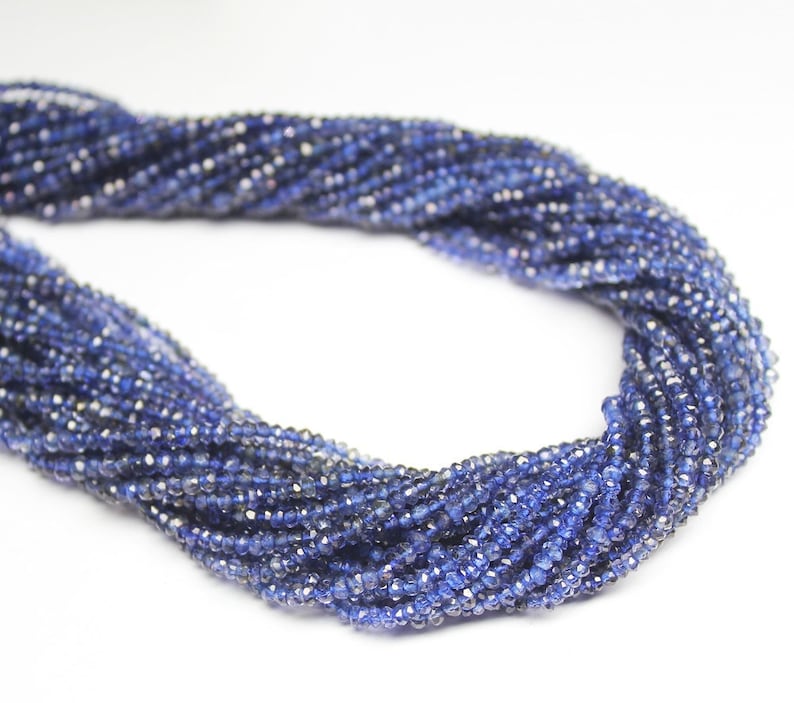 Natural Water Sapphire Blue Iolite Faceted Rondelle Loose Beads Strand 13 2.5mm