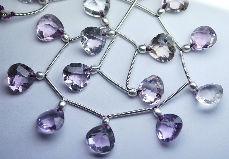5 Matched Pairs Just New Arrival AAA Quality Pink Amethyst Front Drilled Faceted Heart Briolette/'s Size 10X10mm