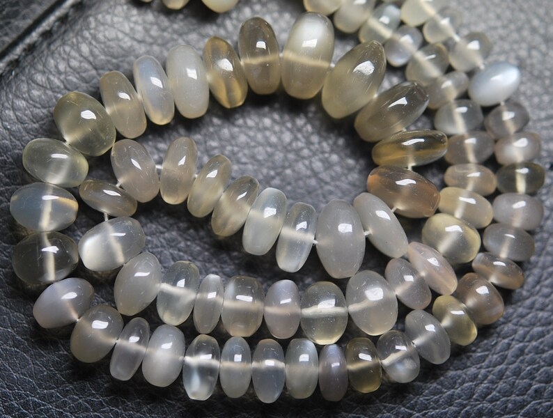 13-7mm Size Finest Quality Light Grey Moonstone Smooth Rondelle 7 Inch Strand
