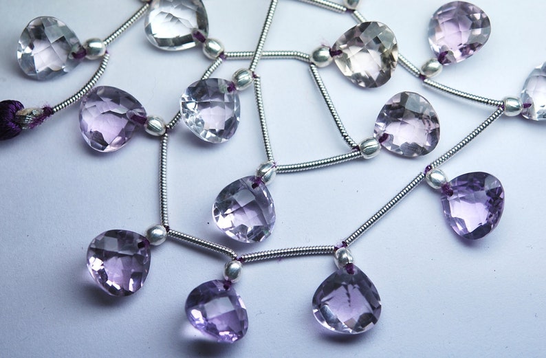 5 Matched Pairs Just New Arrival AAA Quality Pink Amethyst Front Drilled Faceted Heart Briolette/'s Size 10X10mm