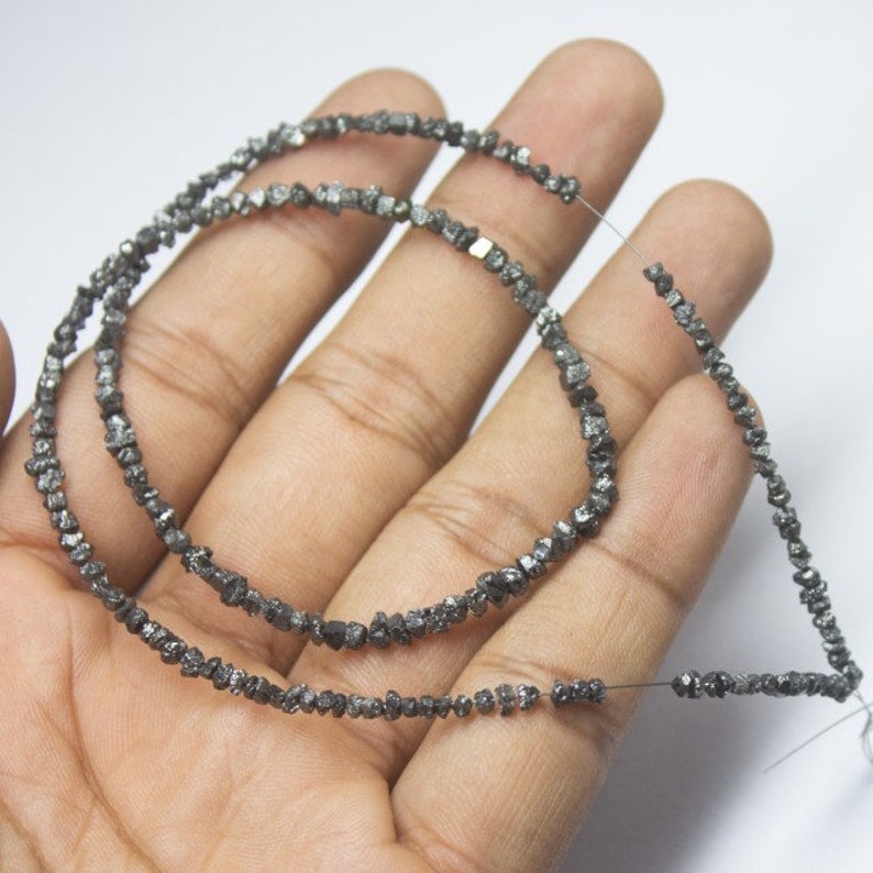 Natural Black Diamond Uncut Rough Loose Gemstone Beads 3mm 3.5mm 15.5