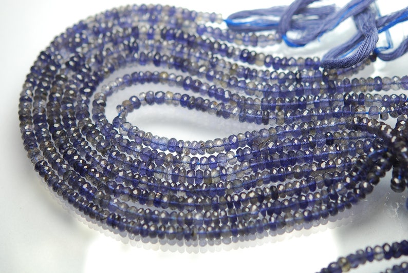 18 Inch Strand Natural Water Sapphire Iolite Micro Faceted Roundels 5.5-6mm Size,