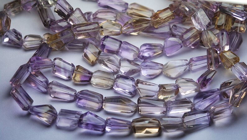 Natural Ametrine Faceted Nuggets 10-12mm Very Rare 8 Inch Strand
