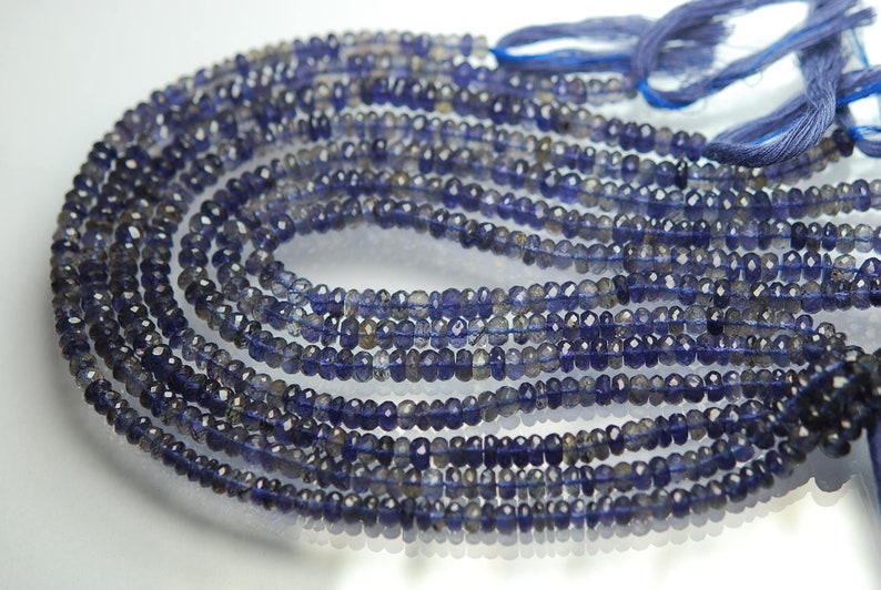 18 Inch Strand Natural Water Sapphire Iolite Micro Faceted Roundels 5.5-6mm Size,