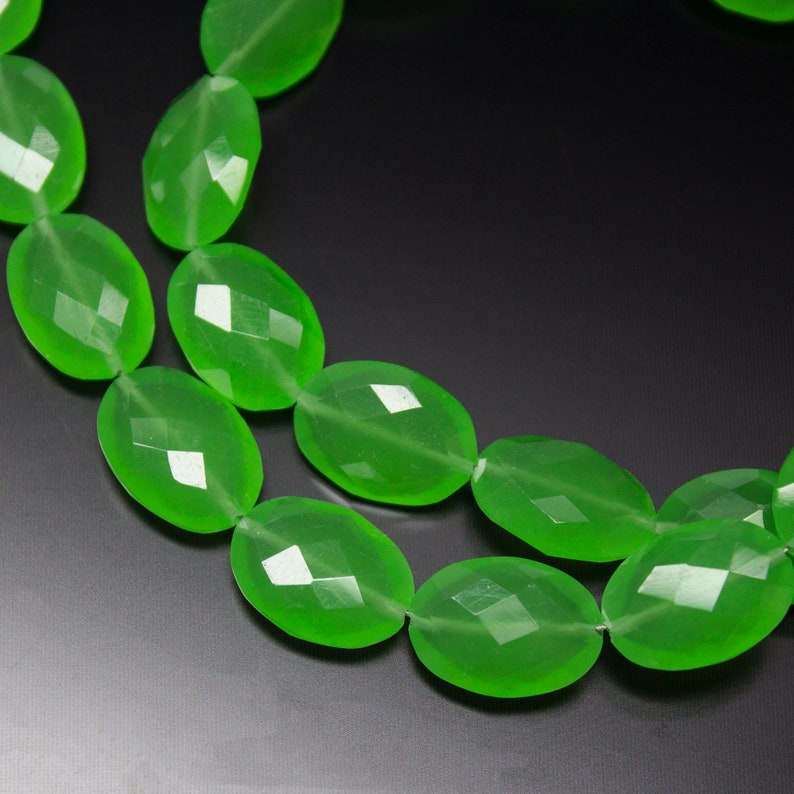 Black Friday Sale 8 Inches Chrysoprase Chalcedony Faceted Oval Shape Briolettes Beads 10X14mm