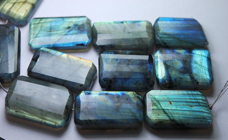 8 Inches Strand,Super Blue Flash Labradorite Faceted Step Cut Nuggets 30-25mm Large Size