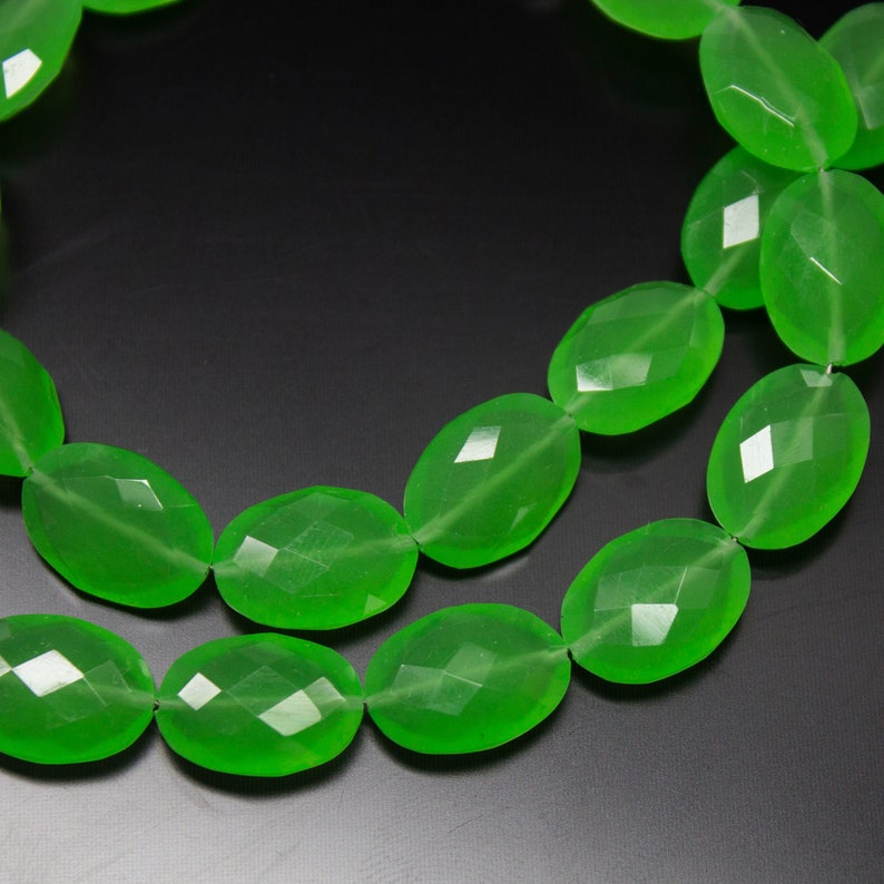Black Friday Sale 8 Inches Chrysoprase Chalcedony Faceted Oval Shape Briolettes Beads 10X14mm