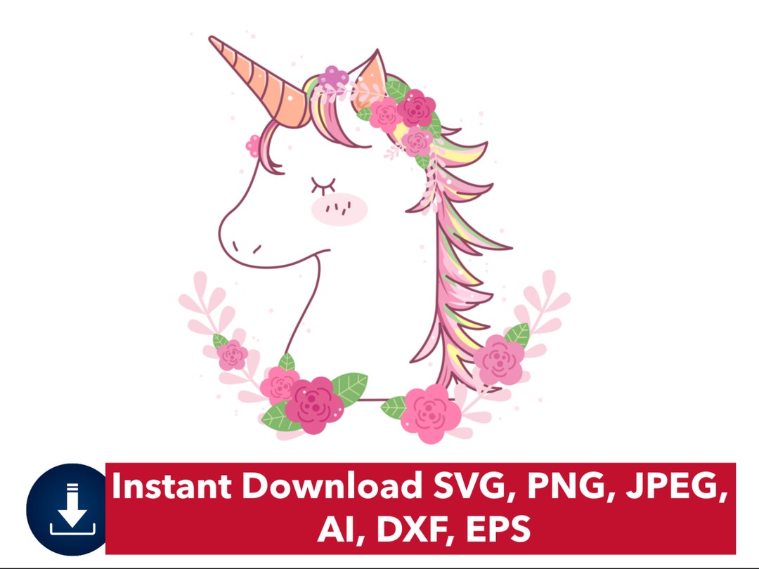 Floral Unicorn SVG, PNG Printable Design Unicorn Digital Download Etsy
