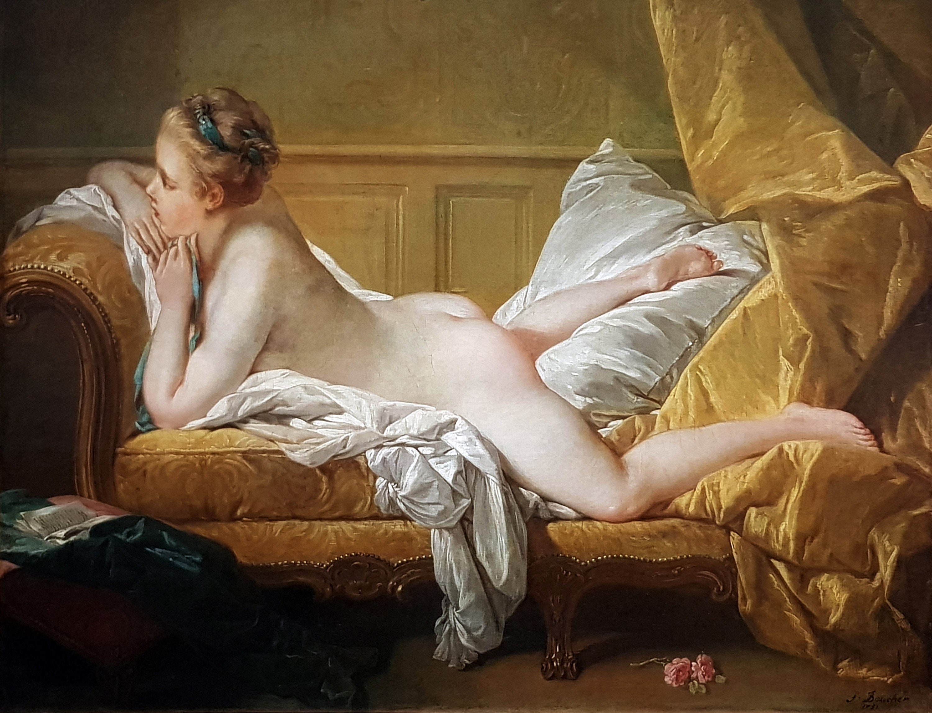Nude Woman 1751 Antique Painting Nudeart Oil on Canvas