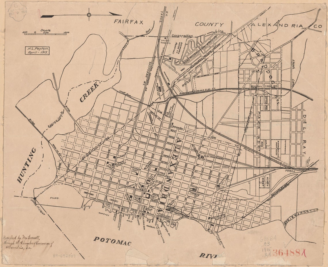 Vintage Map Old Town Alexandria Printable Poster Digital Etsy
