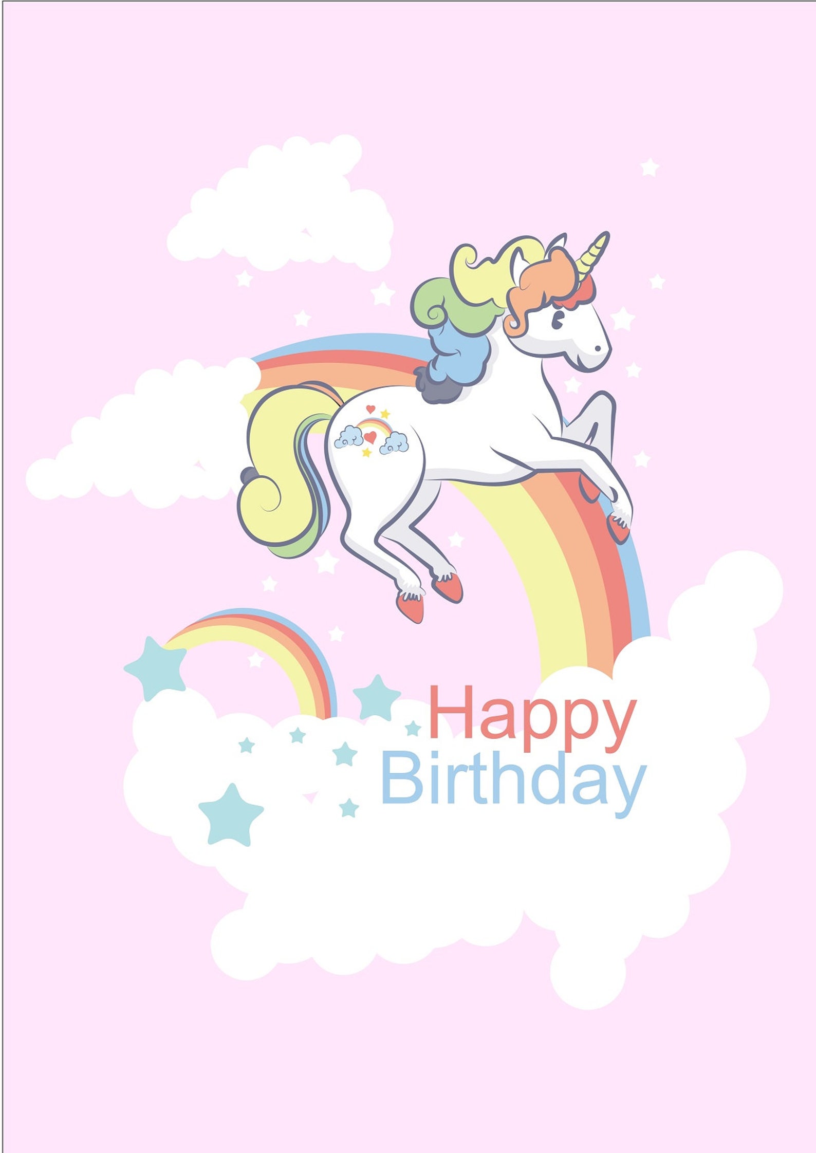Birthday card Unicorn birthday Rainbow Rainbow party | Etsy