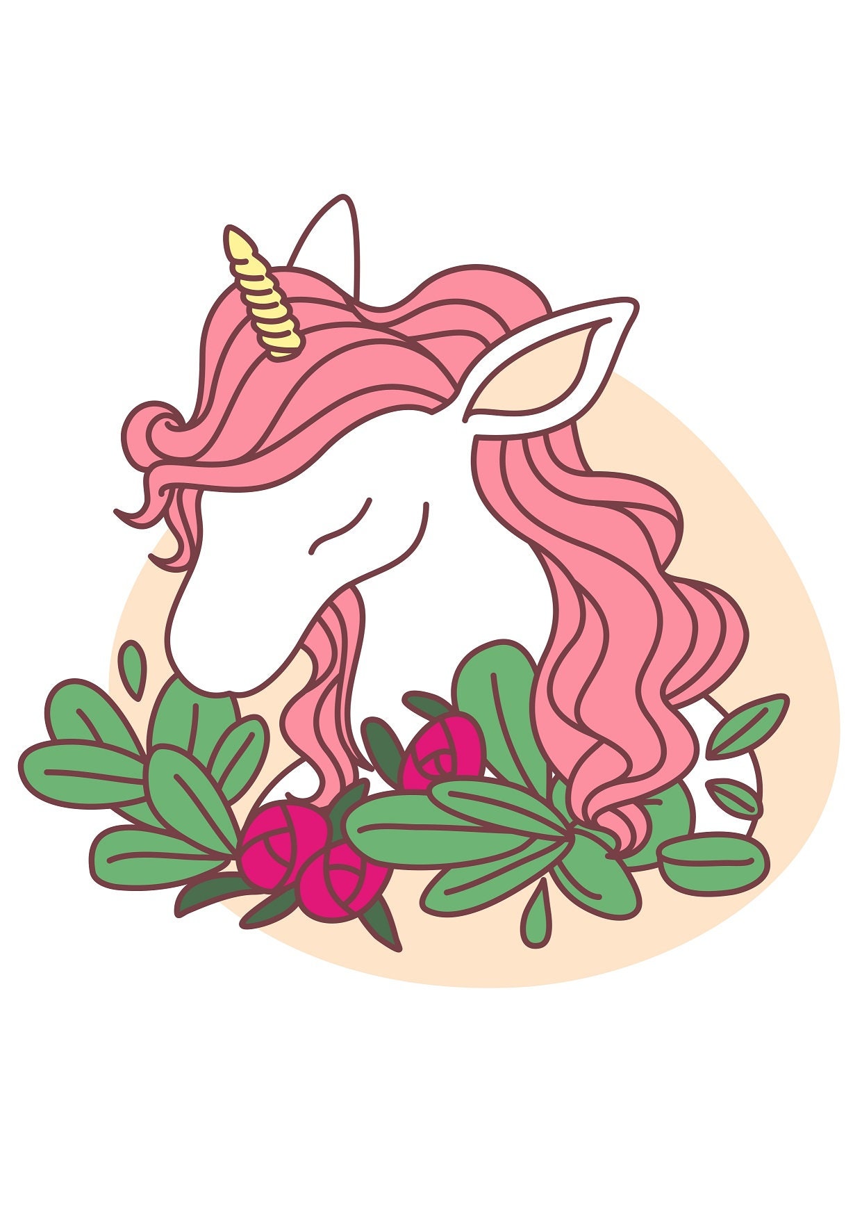 Floral Unicorn Face SVG, PNG Diseño Imprimible / Unicornio Descargable