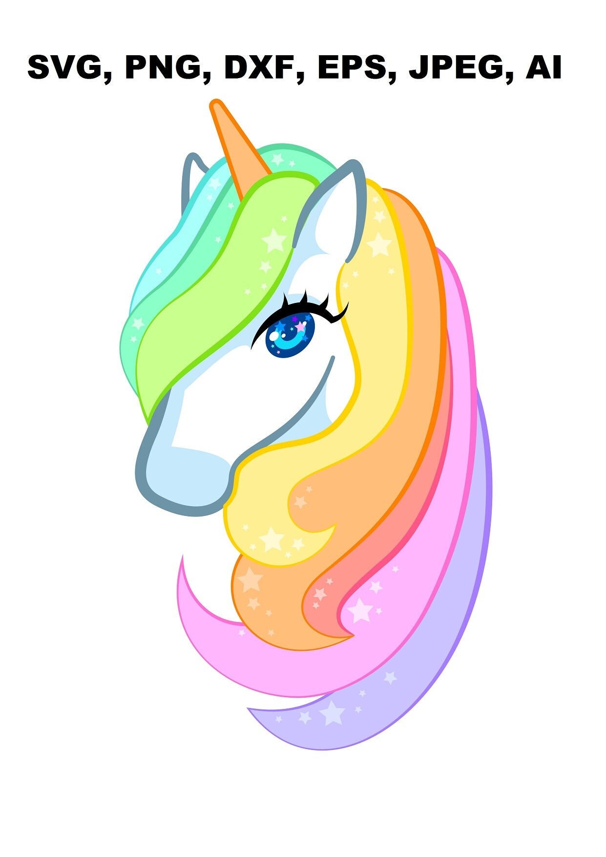 Rainbow Unicorn svg Unicorn head svg unicornio svg unique | Etsy España