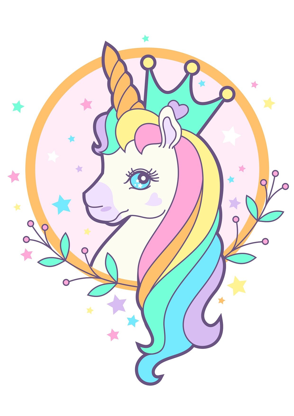 Rainbow Unicorn Princess Svg, Png, Eps, Ai, Dxf, Jpeg Great for