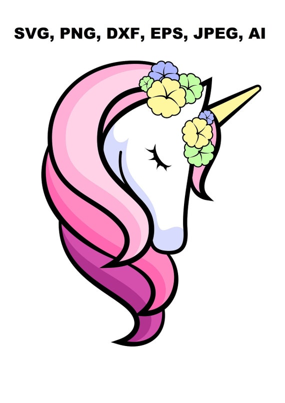 Purple Unicorn Svg Unicorn Head Svg Unicorn Svg Flower Etsy