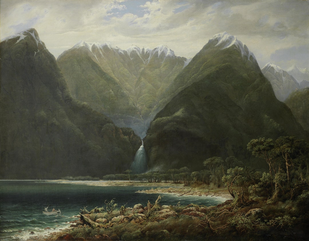 Antique New Zealand Landscape Painting, Digital File, Instant Download