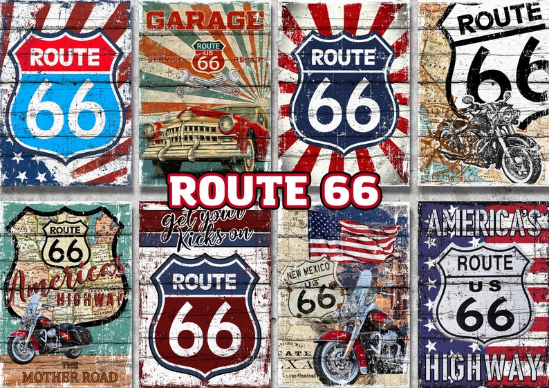 Route 66 Printable Bundle Pack 33 Pcs Digital Download Route 66 Print ...