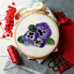 Purple Pansy Summer Cross Stitch Flower XStitch | Cross Stitch Flowers Pattern | Cross Stitch Pattern PDF, PDF Needlepoint, instand download