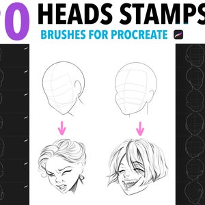 Heads Stamps, Stamps Guide Procreate Brushes, Brushes For Help Drawing Portrait, Brushes Set, Digital Brushes, Guide Brushes