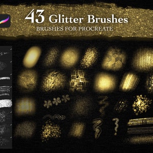 Procreate 43 Glitter Brushes, Shiny Procreate Brushes, Painting and Digital Design on iPad, Metallic Brushes, Flowers Glitter, Glitter Brush