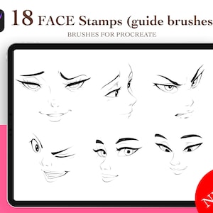 Stamps Cartoon Face Eyes Brows Brushes For Procreate, Guide Brushes, Art Kit, Eyes For Portrait, Cartoon Figures, Digital Brushes, Eyes