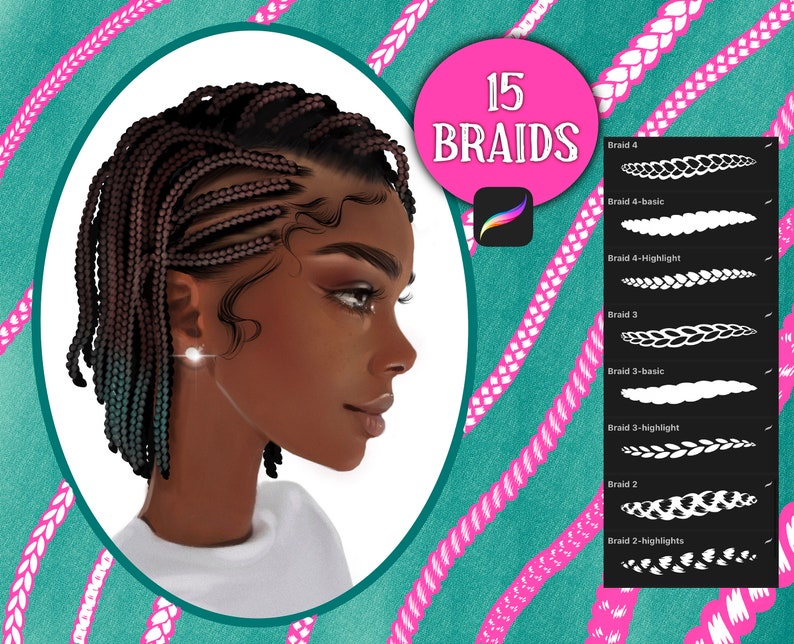 Braids Hair Brushes Procreate Braids Brushes Hair Brush Set Etsy